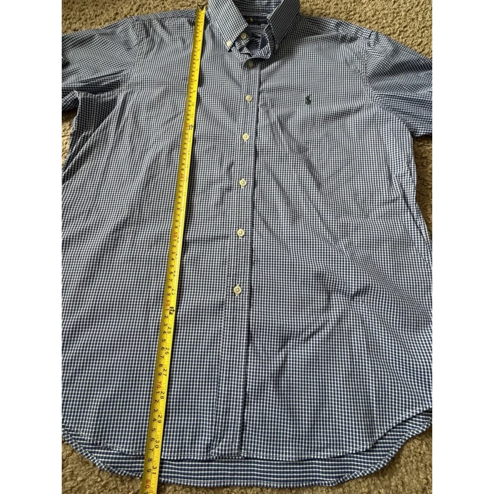 Polo Ralph Lauren Long Sleeve Button Up Shirt Blue Plaid Pony Logo Large JBHS